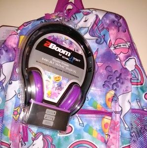 Unicorn Emoji Star Point Backpack with headphones